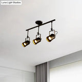 Industrial Style Metallic Cylinder Dining Room Semi-Flush Light Track Fixture - Rotatable
