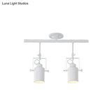 Industrial Style Metallic Cylinder Dining Room Semi-Flush Light Track Fixture - Rotatable
