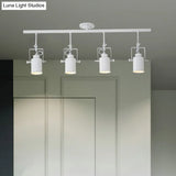 Industrial Style Metallic Cylinder Dining Room Semi-Flush Light Track Fixture - Rotatable