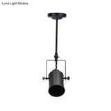 Industrial Style Metallic Cylinder Dining Room Semi-Flush Light Track Fixture - Rotatable