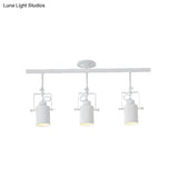Industrial Style Metallic Cylinder Dining Room Semi-Flush Light Track Fixture - Rotatable