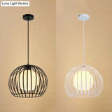 Industrial Style Metallic Global Cage Ceiling Hanging Light Black/White Suspension Ideal For Living