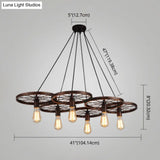 Industrial Style Metallic Multi-Light Pendant With Wheel Design - Perfect For Restaurants