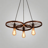 Industrial Style Metallic Multi-Light Pendant With Wheel Design - Perfect For Restaurants 3 / Rust