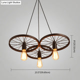 Industrial Style Metallic Multi-Light Pendant With Wheel Design - Perfect For Restaurants