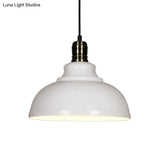 Industrial Style Metallic Pendant Ceiling Light - 12’/14’/16’ Dia 1 Bowl Shade Black/White Inner