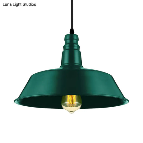 Industrial Style Metallic Pendant Lighting - 10’/14’ Wide Barn Living Room 1 Bulb Red/Green
