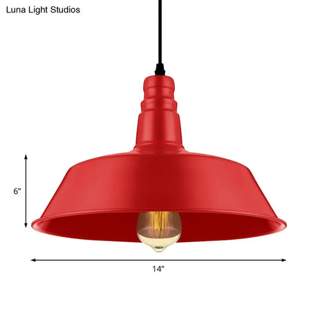 Industrial Style Metallic Pendant Lighting - 10’/14’ Wide Barn Living Room 1 Bulb Red/Green