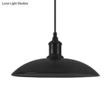 Industrial Style Metallic Saucer Pendant Light - 12.5’/16’ W 1 Black/White For Living Room Ceiling