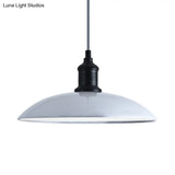 Industrial Style Metallic Saucer Pendant Light - 12.5’/16’ W 1 Black/White For Living Room Ceiling