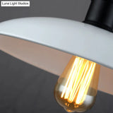 Industrial Style Metallic Saucer Pendant Light - 12.5’/16’ W 1 Black/White For Living Room Ceiling