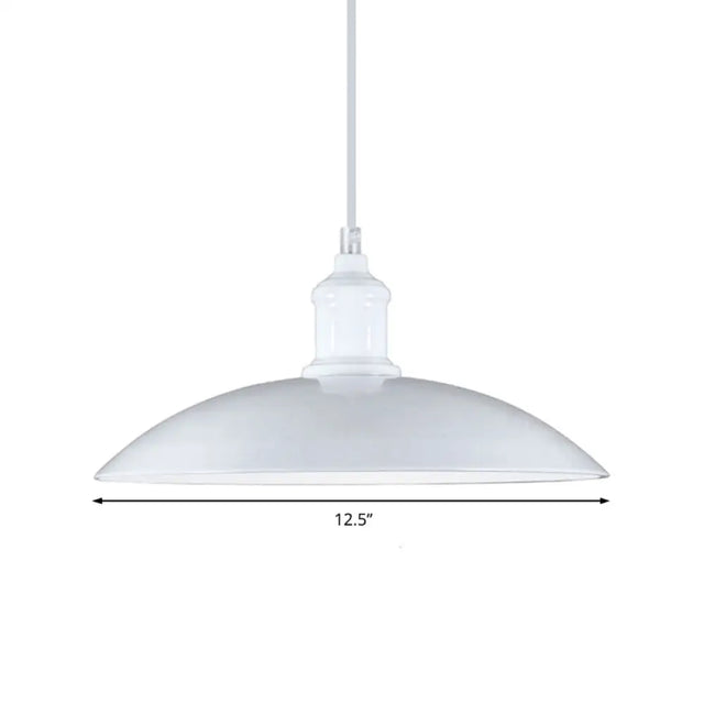 Industrial Metallic Saucer Pendant Light - 12.5/16 Diameter 1 Black/White