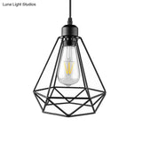 Industrial Style Mini Pendant Lighting With Cage Shade - 1 Light Black/Bronze Metal Ceiling Lamp