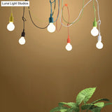 Industrial Style Multi Color Swag Pendant Light Fixture - 6 Lights Restaurant Hanging Lamp (Black