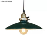 Industrial Style Saucer Metal Pendant Ceiling Light In Black/White For Living Room
