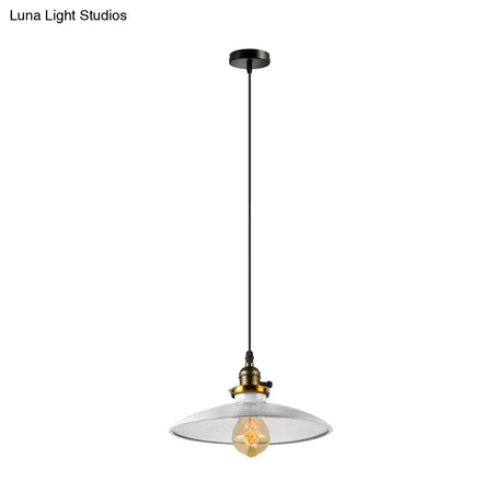 Industrial Style Saucer Metal Pendant Ceiling Light In Black/White For Living Room