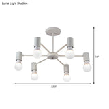 Industrial Style Semi Flush Ceiling Light With Open Bulb Available In Black/White - 3 Or 5 Heads