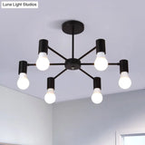 Industrial Style Semi Flush Ceiling Light With Open Bulb Available In Black/White - 3 Or 5 Heads