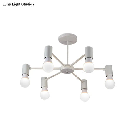 Industrial Style Semi Flush Ceiling Light With Open Bulb Available In Black/White - 3 Or 5 Heads