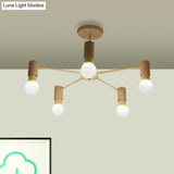 Industrial Style Semi Flush Ceiling Light With Open Bulb Available In Black/White - 3 Or 5 Heads