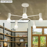 Industrial Style Semi Flush Ceiling Light With Open Bulb Available In Black/White - 3 Or 5 Heads