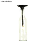 Industrial Style Semi-Flush Mount Light With Bottle Glass Shade - Stylish Living Room Lighting