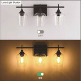 Industrial Style Vanity Mirror Lights With Transparent Glass Cups For Bathroom Fixtures