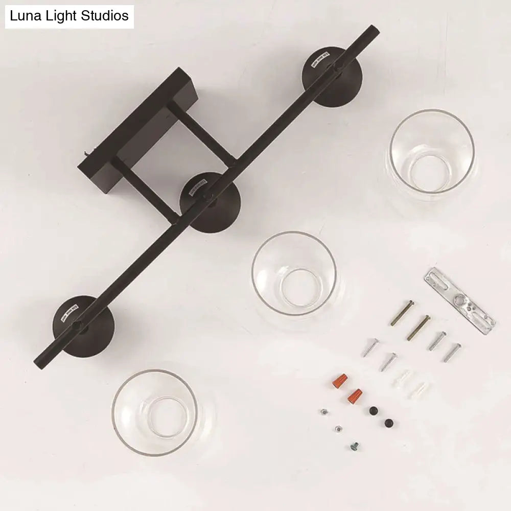 Industrial Style Vanity Mirror Lights With Transparent Glass Cups For Bathroom Fixtures