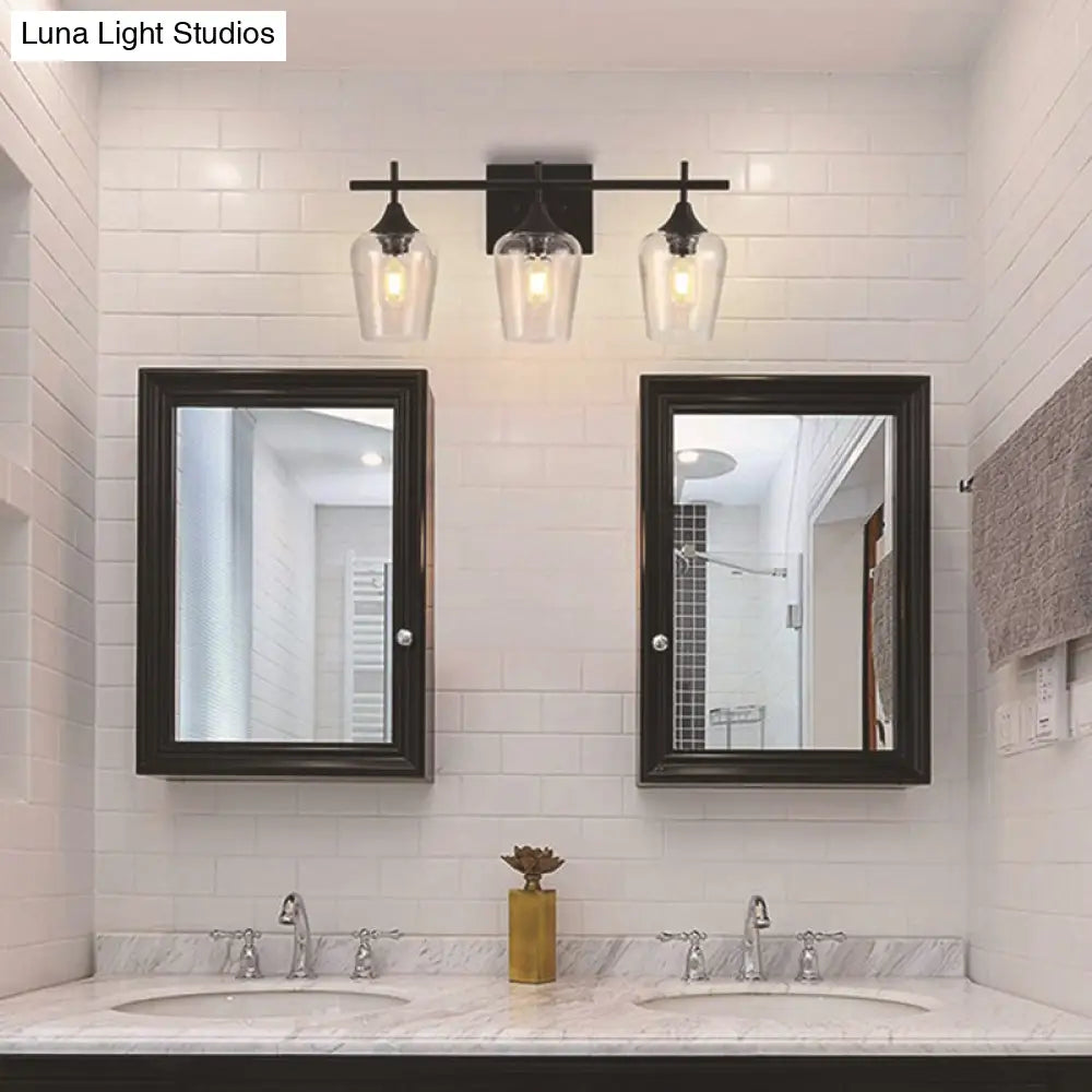 Industrial Style Vanity Mirror Lights With Transparent Glass Cups For Bathroom Fixtures