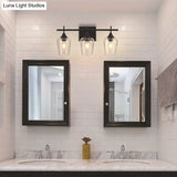 Industrial Style Vanity Mirror Lights With Transparent Glass Cups For Bathroom Fixtures
