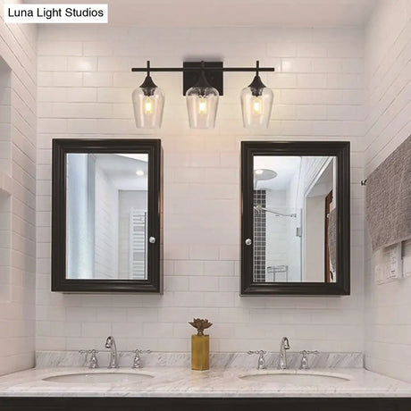 Industrial Style Vanity Mirror Lights With Transparent Glass Cups For Bathroom Fixtures