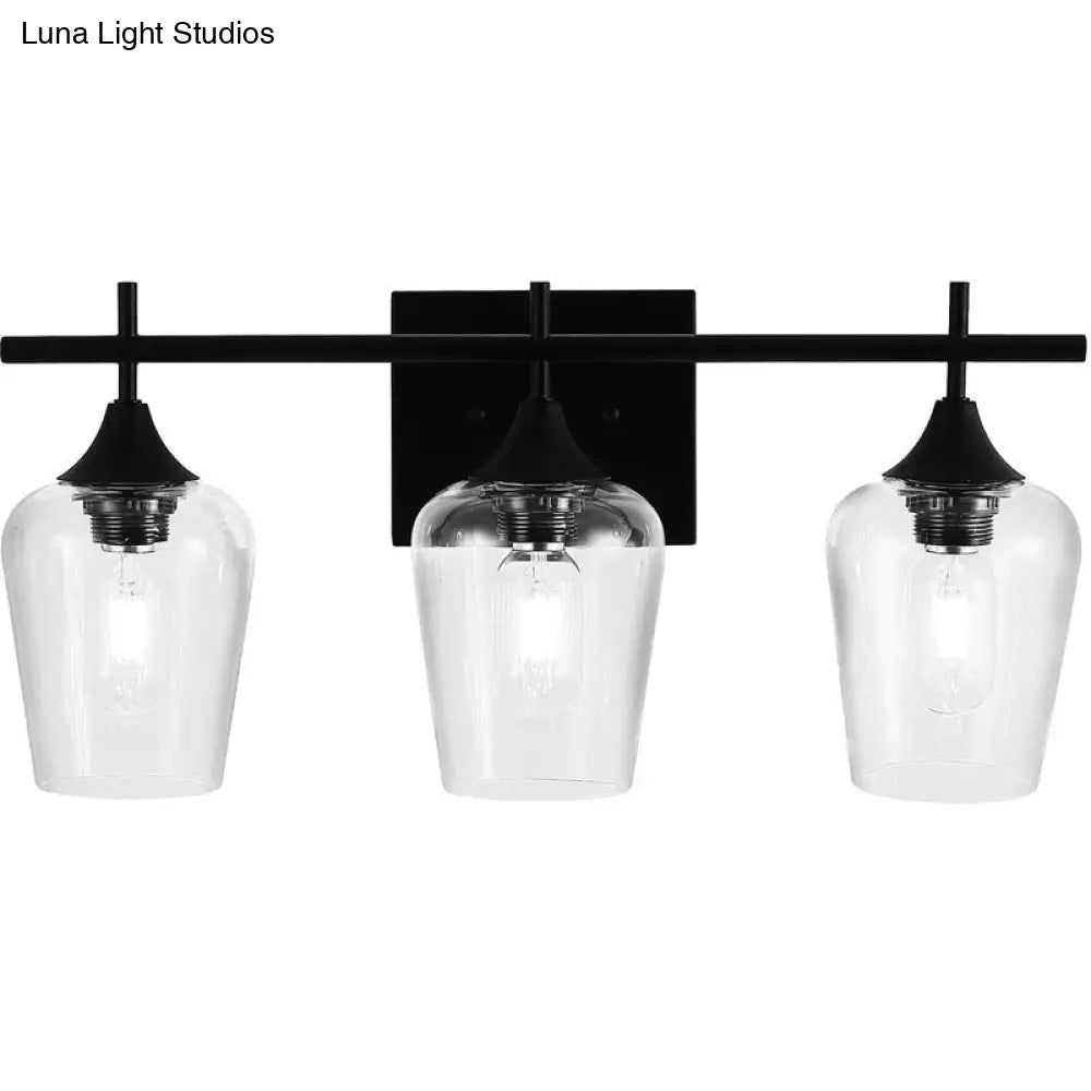 Industrial Style Vanity Mirror Lights With Transparent Glass Cups For Bathroom Fixtures