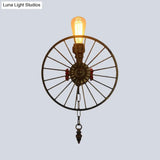 Industrial Style Wall Mount Light - Half Head Bare Bulb Silver/Bronze/Antique Brass Wrought Iron