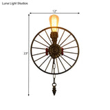 Industrial Style Wall Mount Light - Half Head Bare Bulb Silver/Bronze/Antique Brass Wrought Iron