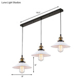 Industrial Style White Conic Ceiling Pendant With Metallic Finish - 3 Heads Indoor Hanging Light
