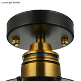 Industrial Style Wire Guard Ceiling Light - Metallic Semi Flush Brass/Antique Brass Hallway Lighting