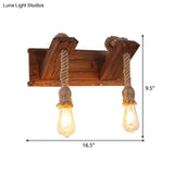 Industrial Style Wood Wall Sconce With Exposed Bulb And Rope Detail - Perfect For Bedroom Lighting