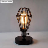 Industrial Style Wrought Iron Table Lamp With Petal Design