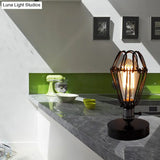 Industrial Style Wrought Iron Table Lamp With Petal Design
