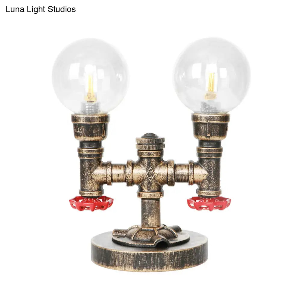 Industrial Task Lighting - Clear/Amber Glass Desk Lamp With Antique Bronze Base