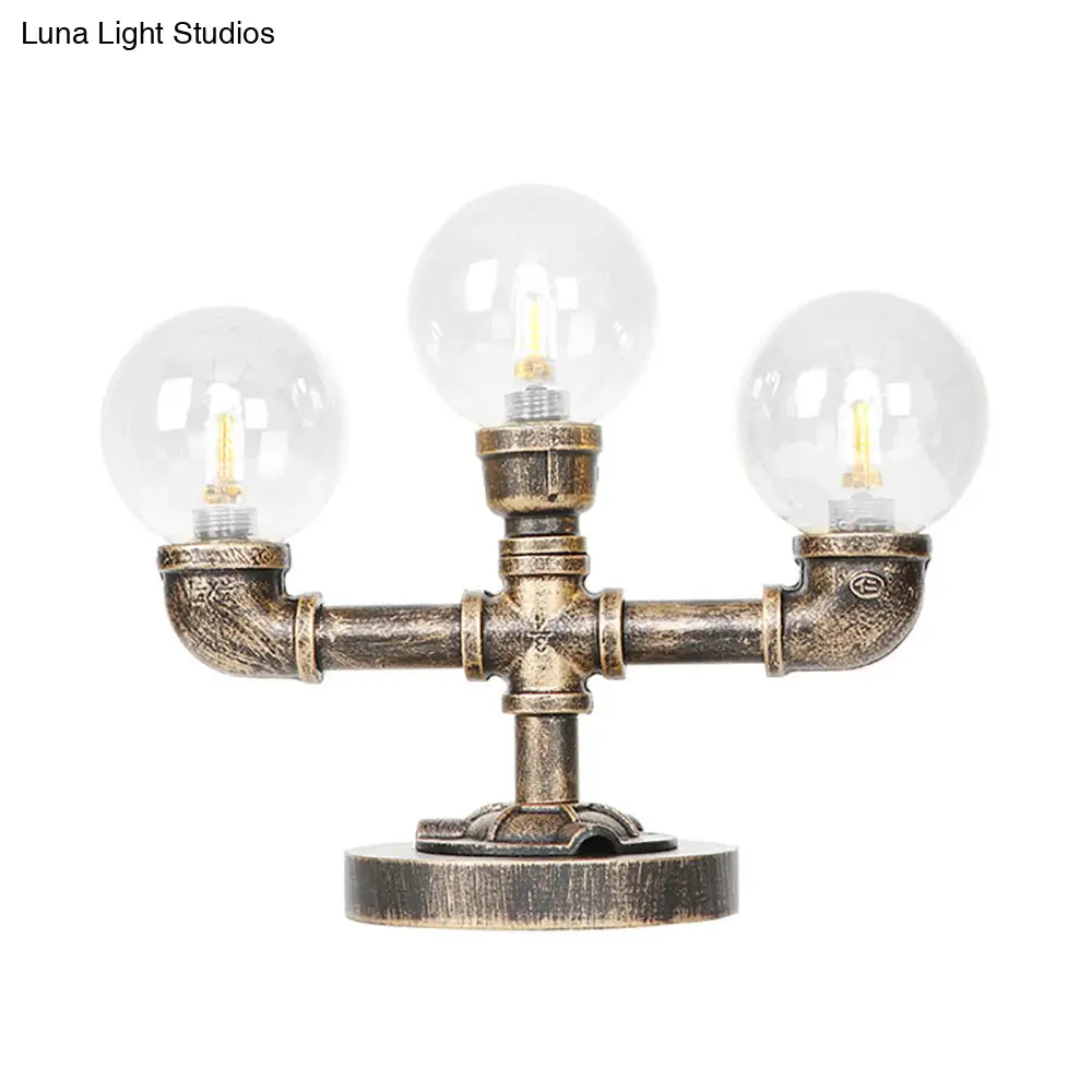 Industrial Task Lighting - Clear/Amber Glass Desk Lamp With Antique Bronze Base