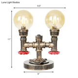 Industrial Task Lighting - Clear/Amber Glass Desk Lamp With Antique Bronze Base