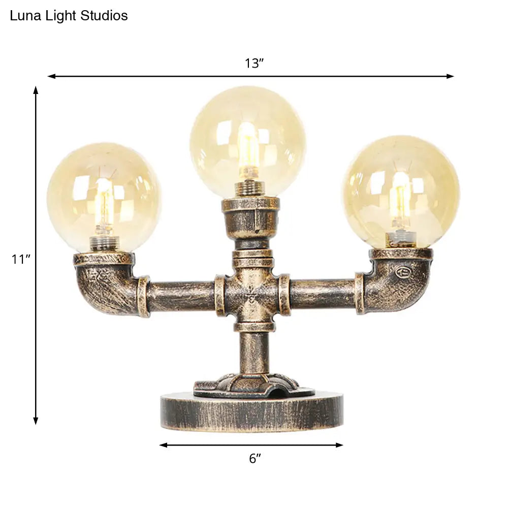 Industrial Task Lighting - Clear/Amber Glass Desk Lamp With Antique Bronze Base