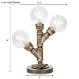 Industrial Task Lighting - Clear/Amber Glass Desk Lamp With Antique Bronze Base