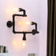 Industrial Twisted Pipe Wall Sconce - 3-Head Iron Mounted Light Fixture In Black Ideal For