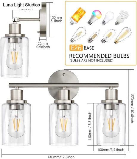Industrial Vanity Mirror Wall Sconce With Dual Lighting For Bathroom - 3 Lights Up And Down