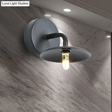 Industrial Vintage Metal Wall Light Fixture - Flat Shade 1-Light Sconce For Bedroom In Black