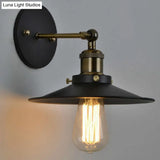 Industrial Vintage Single Light Sconce With Flared Metal Shade - Wall Lamp For Bars