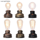 Industrial Water Pipe Single-Bulb Table Lamp - Iron Nightstand Lighting For Bedroom
