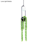 Industrial White Glass Bedroom Pendant Lamp With Spherical Design And Black Cage